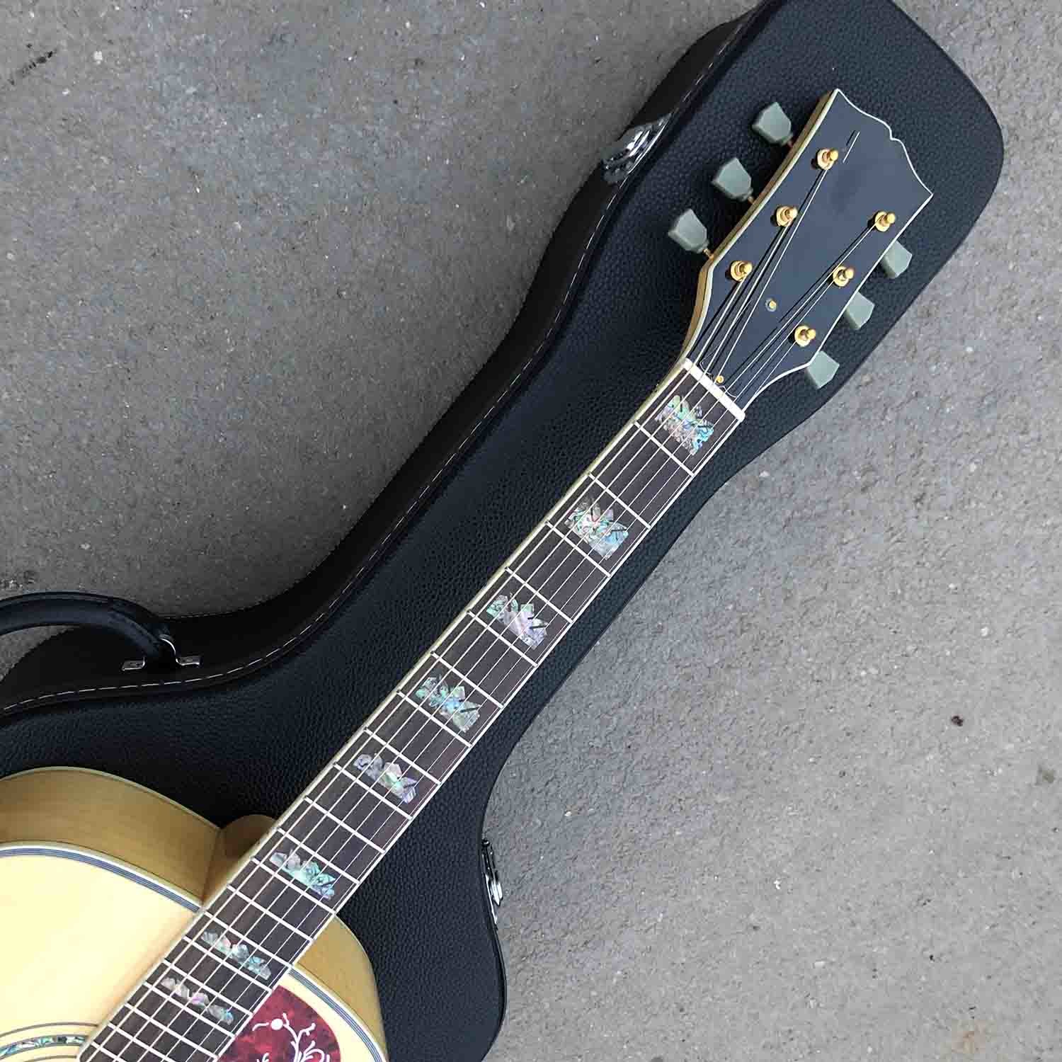 Custom Grand 43 Inch Jumbo AAAAA All Solid Wood Acoustic Guitar in Natural Color