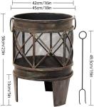 Cast Iron Outdoor Portable Charcoal Fire Pit Heavy Duty Metal Grate Bronze