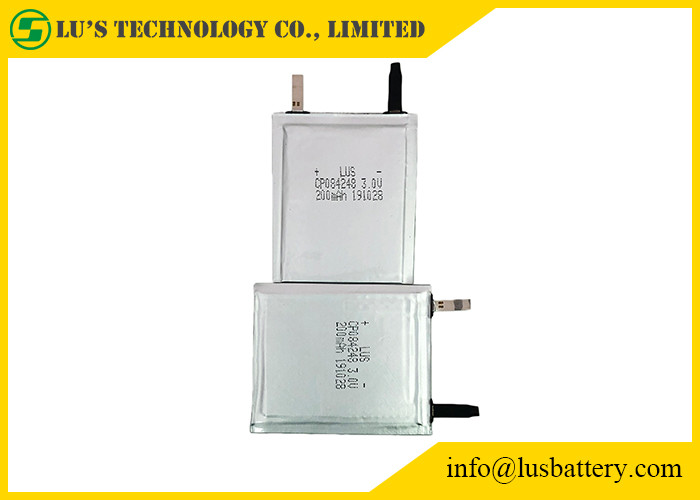200mah Flat Lithium Battery CP084248 3.0v For Medical Solution