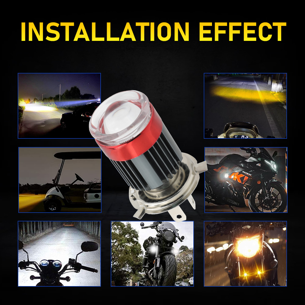 H4 BA20D Black Casing 80V Universal Motorcycle LED Headlight Bulb