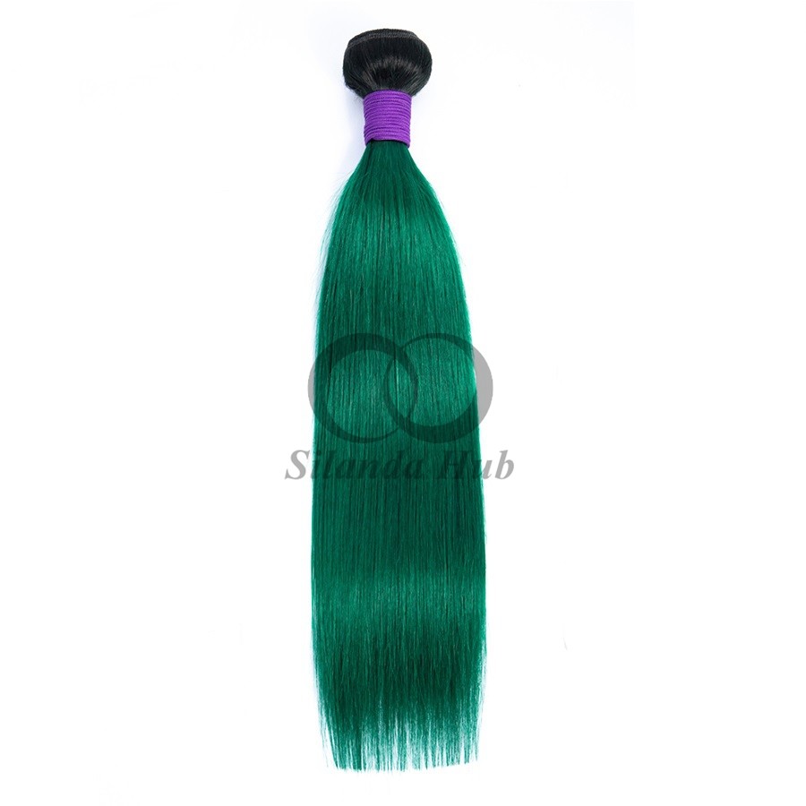 #T1B/Green Straight Remy Human Hair Bundles Sew In Weave Bundles Brazilian Bundle Deals