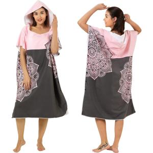 Quality Custom Digital Print Microfiber Adult Surf Poncho Hooded Towel Changing Poncho Surfing Poncho Towel wholesale