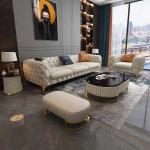 Luxury Blue Leather Sofa Set Living Room Furniture Durable Eco Friendly