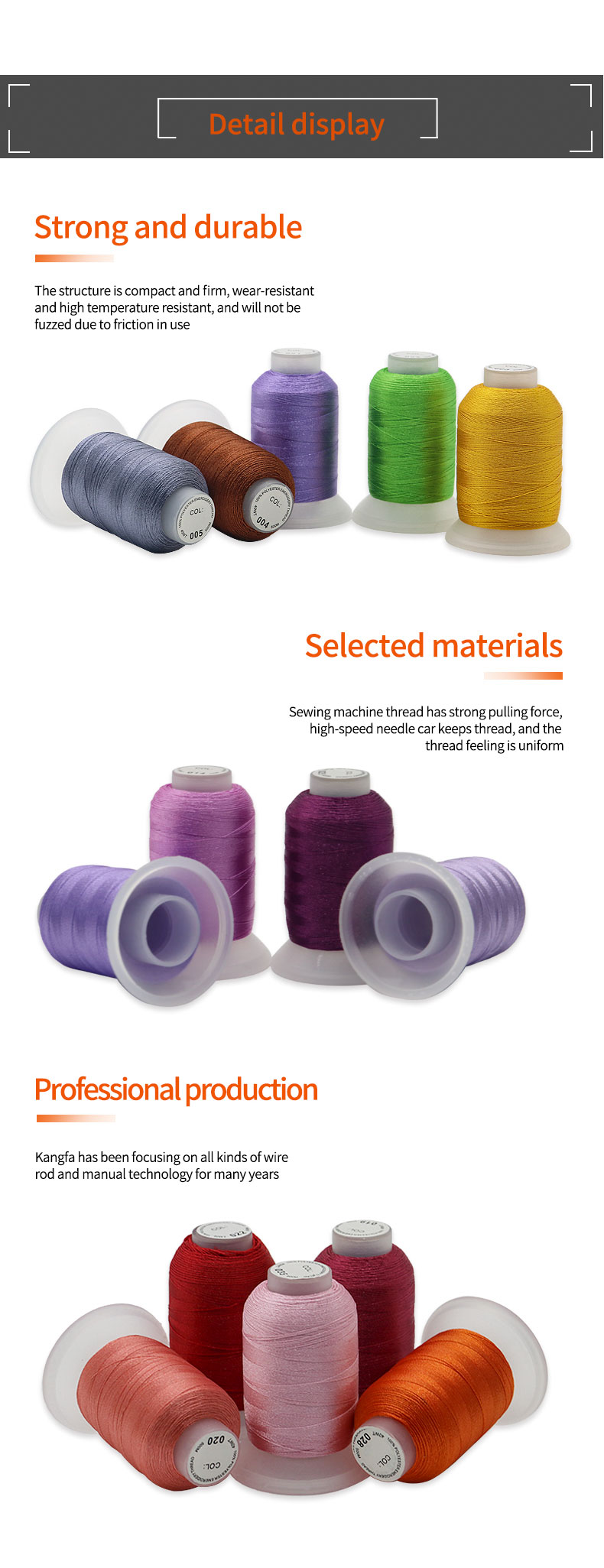 500m 120D/2 Polyester Embroidery Thread Set Kit with Transparent Cone and Small Cone