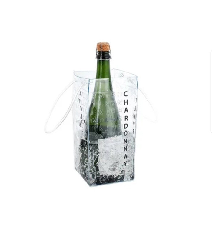 Non Toxic Clear PVC Packaging Bags , Wine Packaging Ice Cube Pouch With Handle
