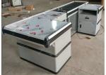 Automatic Stainless Steel Cash Checkout Counter Desk / White Reception Cashier