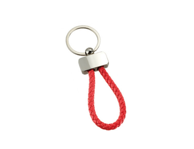 Weave PU Leather Strap Key Chains Metal Keyring Promotional Custom Key Holder