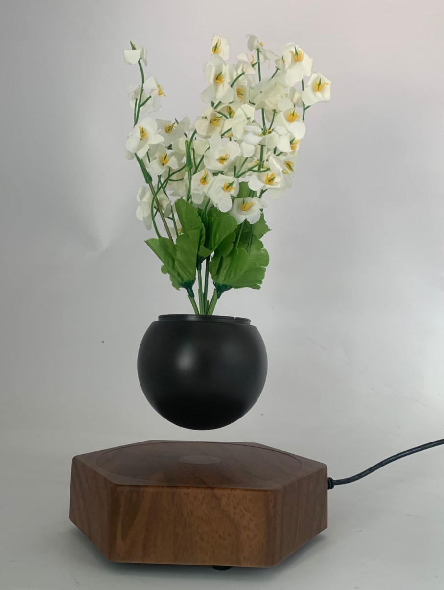 360 rotating magnetic levitation floating bottom air bonsai plant tree plant vase