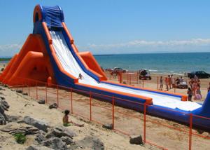 Quality Outdoor Orange Giant Inflatable Beach Water Slide With Digital Printing wholesale