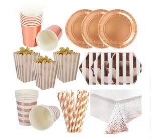 Quality Rose Gold Party Plates And Napkins Cups wholesale