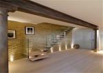 U / Y / L Shaped Open Tread Wood Stairs , Building Floating Stairs Easy Assembly