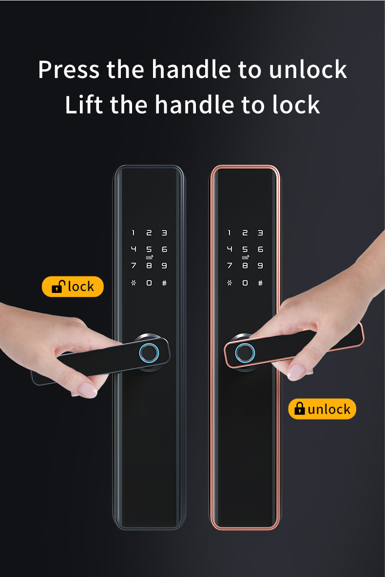 Biometric Smart Wifi Door Lock With Handle Keyless Entry Door Lock With Fingerprint