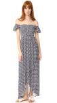 Clothes Woman Printed Off Shoulder Rayon Bohemian Maxi Dress
