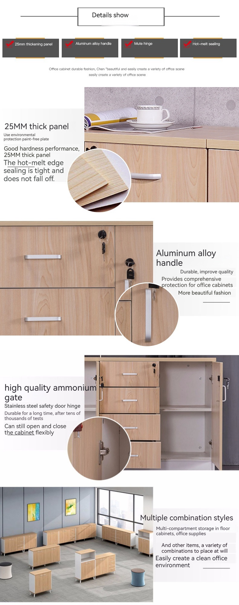 Mail packing N Office Partition Wooden File Cabinet with Lock and Drawer Storage