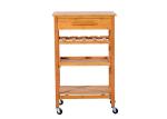 Wooden Kitchen Food Tray Trolley Cart with Wheels Prices Bamboo Home Furniture