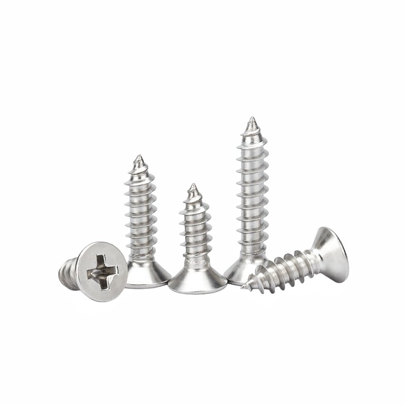 Flat Head Stainless Steel Self-Tapping Screw Countersunk Head Pointed Tail Cross