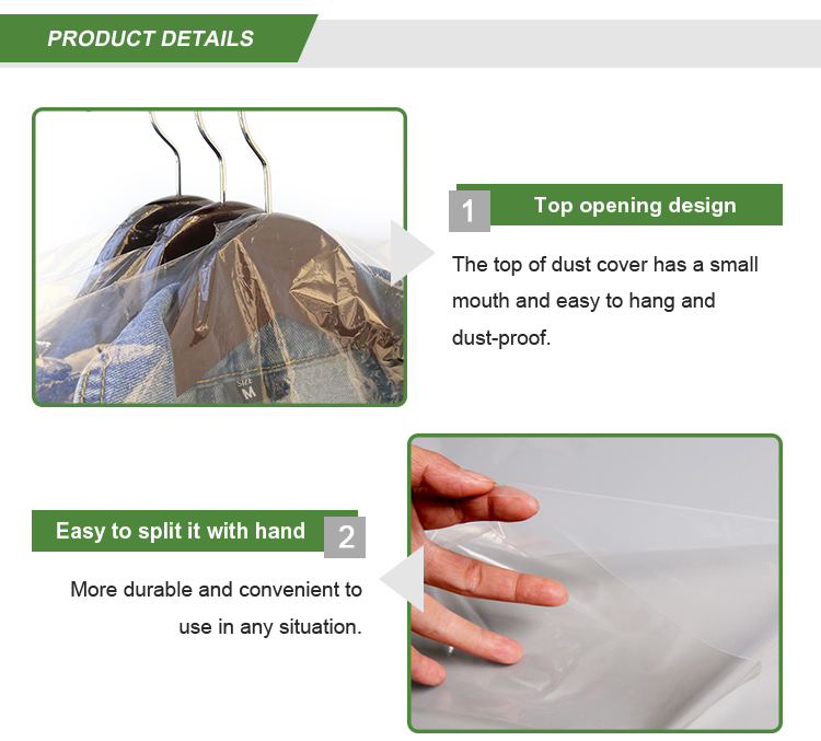 Waterproof Dustproof Plastic Garment Packaging Bags for Suit and Dress Storage OEM