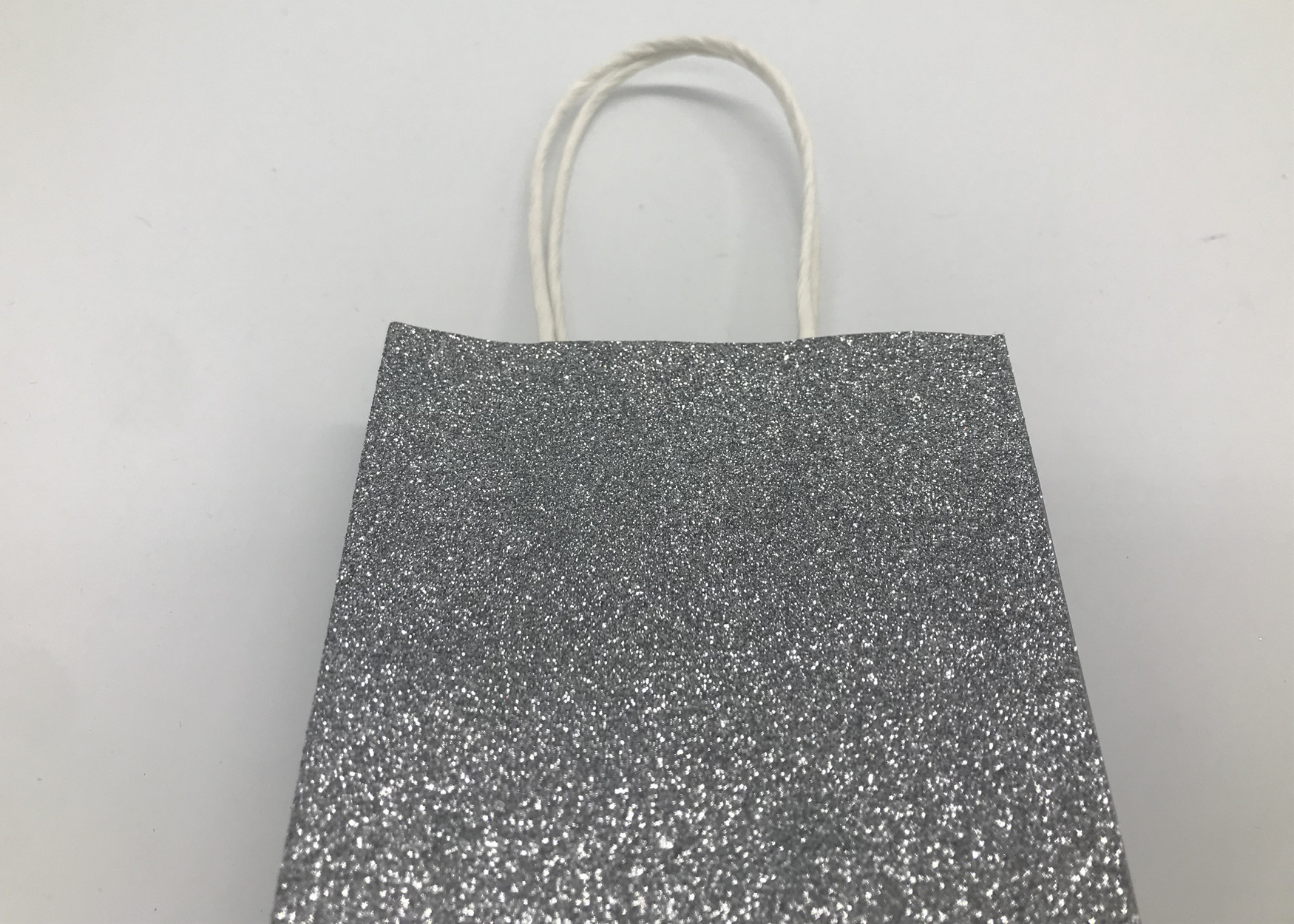 Funny Silver Christmas Party Gift Bags Full Glittered Paper Twisted Handle Unusual