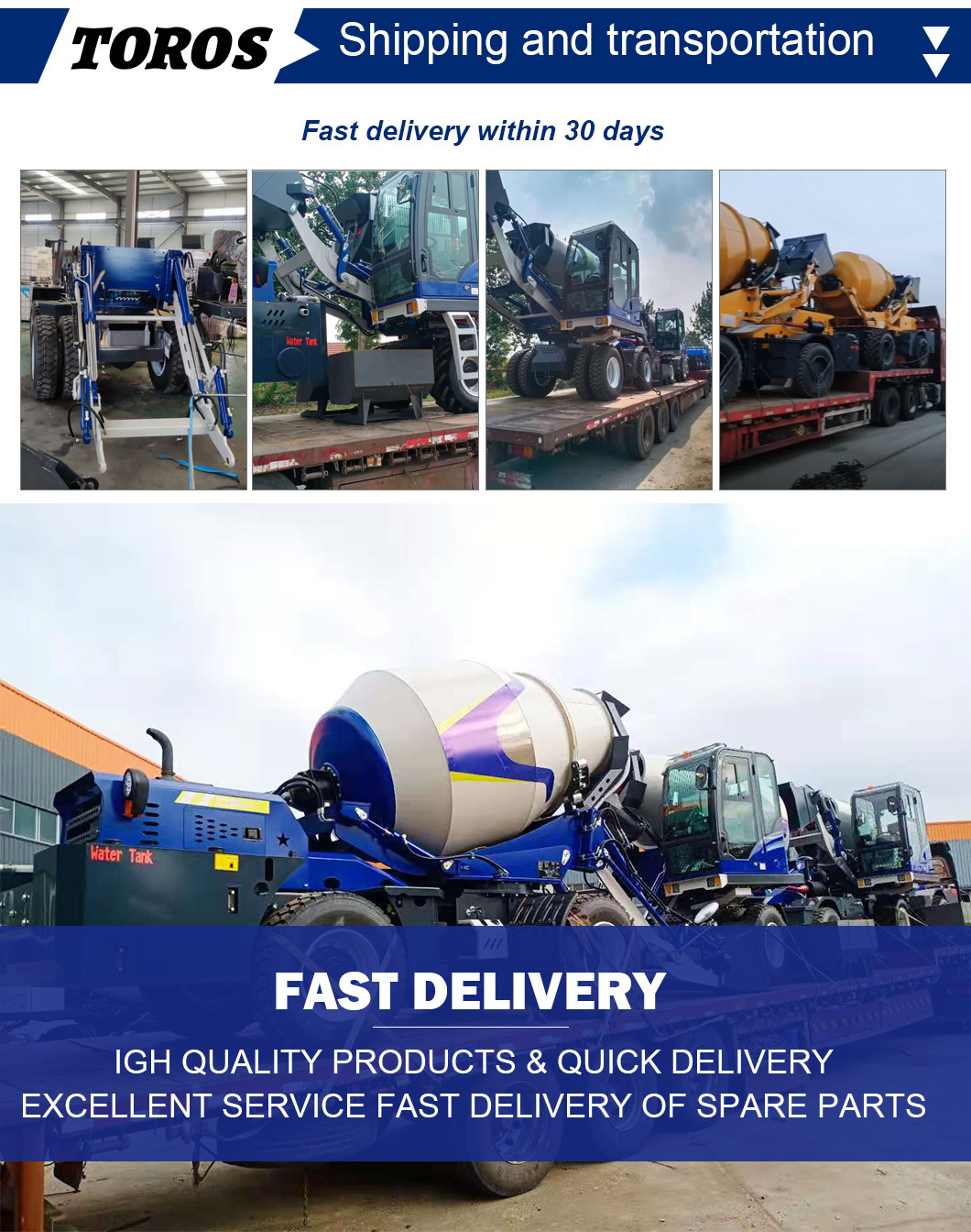 High Efficiency Concrete Transit Mixer Self Loader Concrete Mixer Customization