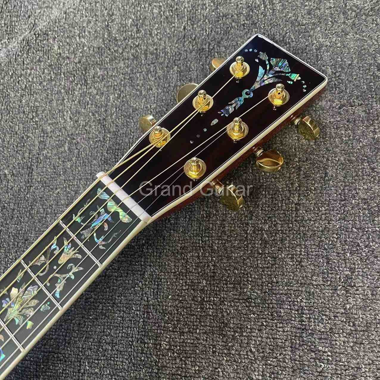 Custom 39 Inch OOO Body Solid Spruce Wood Top Abalone Binding Acoustic Guitar