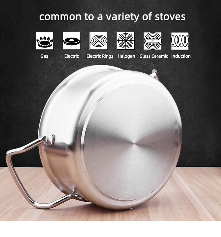 Factory Wholesale Stainless Steel Cooking Soup Stock Pot Thickened Compound Bottom Induction Korean Cookware Cooker Soup Pot