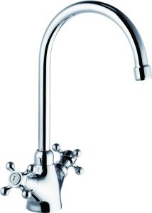 Quality Chrome Kitchen Faucet Mixer Tap Double Handle Contemporary Style wholesale