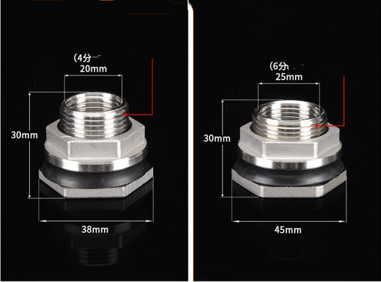 Stainless Steel 1/2" Equal Bulkhead Water Tank Connector for Long-Lasting Water Connections in Industrial Applications