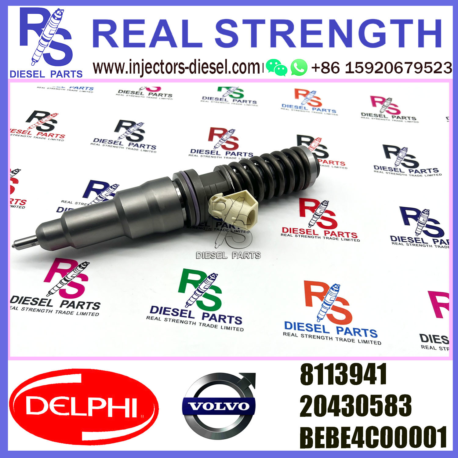 DELPHI 2pin injector 8113941 20430583 BEBE4C00001 Diesel pump Injector V-O-L-V BEBE4C00001 E1 for V-O-L-V D12 TRUCK