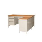 L Shape Office MDF Board Three Drawers Steel Executive Desk