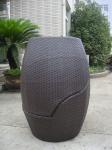 Dark Brown Resin Wicker Obelisk Chair , Rattan Bullet Sofa Set