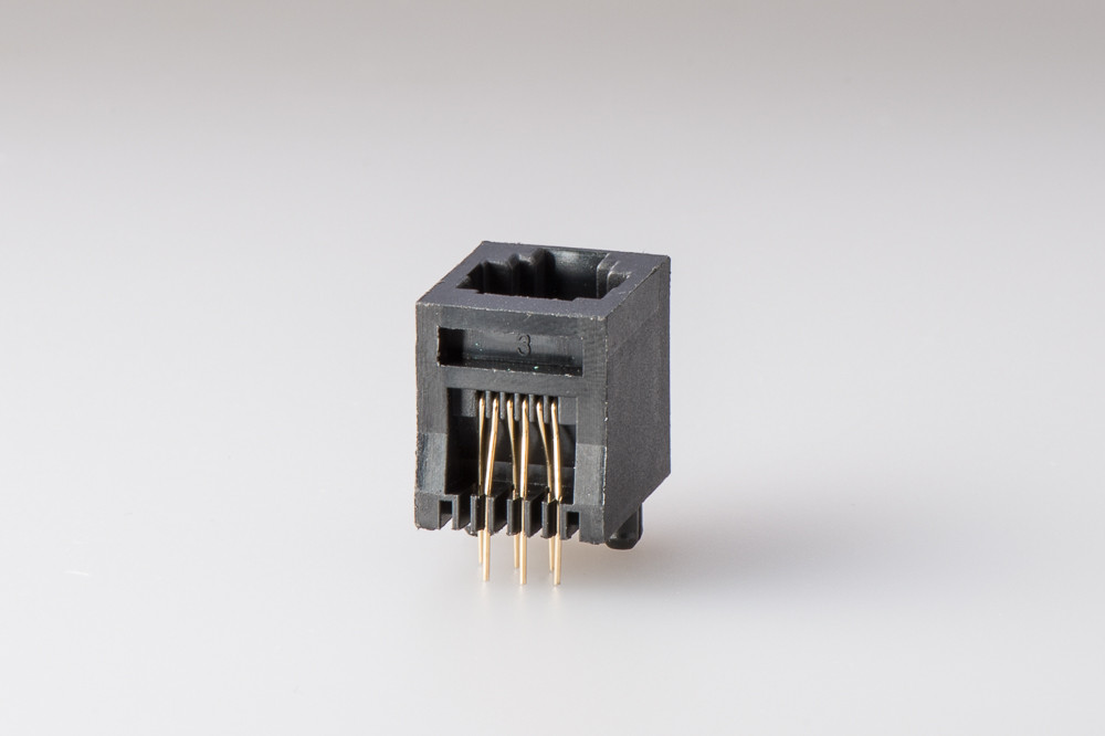PBT Black 6P6C 180 Degree RJ11 Jack Without Ear Tab Down RJ11 Modular Jack