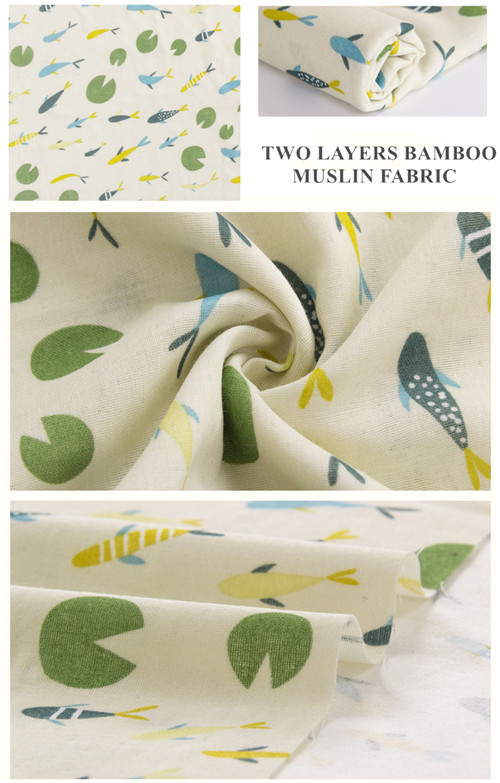 Bamboo Cotton Soft Baby Muslin Fabric For Baby Blanket Reactive Printing