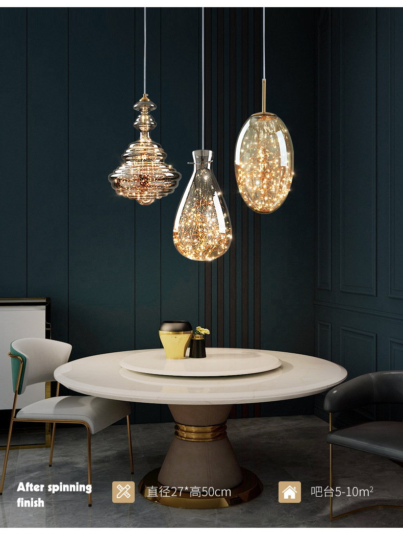 Decoration Glass Hanging Lamp for Dining Room Kitchen Bar LED Stars Glass Chandelier(WH-GP-175)