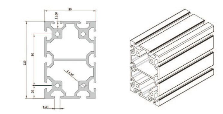 MV-8-80120 6000 Series Flat Anodizing Aluminum Profile