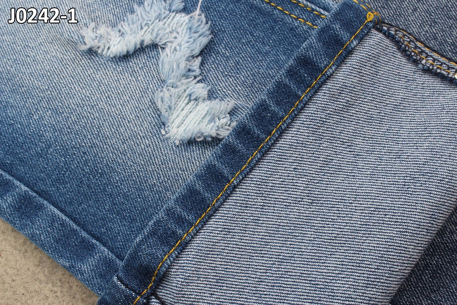 11.7 OZ Cotton Spandex Little Stretch Denim Fabrics White Backside