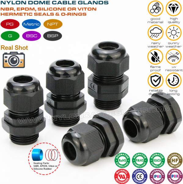 Polyamide Plastic IP68 Waterproof Solar Cable Glands (Strain Relief Connectors)