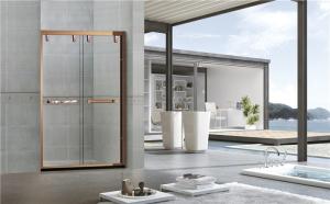Quality Inline 8MM Double Sliding Bathroom Shower Screen Red Bronze Printed Stinless Profiles wholesale