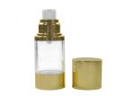 Shiny Gold Airless Pump Bottles Serum Cosmetic Bottle Multiple Size Travel