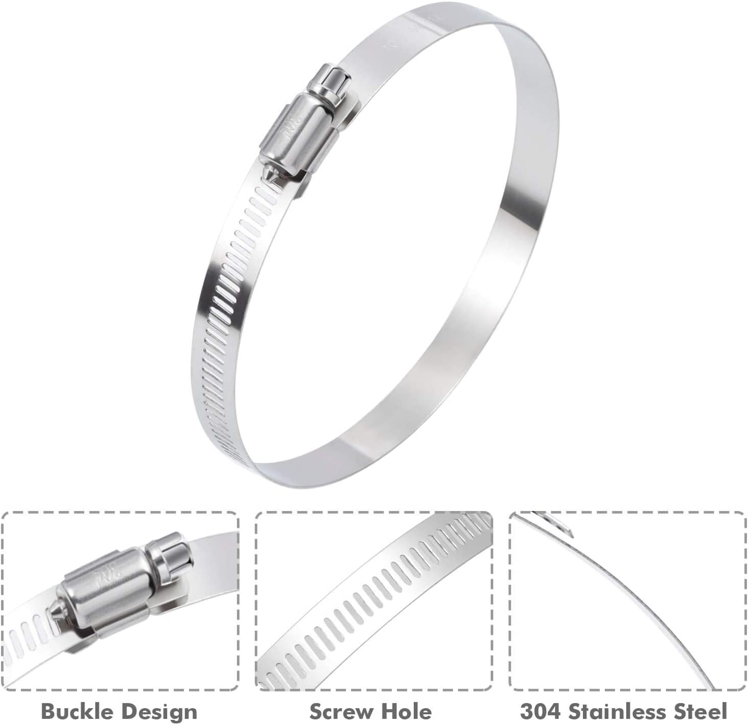 ZINC Finish Heavy Duty Clamp 4 Inch 304 Stainless Steel Hose Clamps Duct Clamp with Worm Gear Metric Measurement System 91-114mm Fuel Line Cl