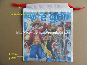 Quality Custom Printed Drawstring Plastic Bags / Double Drawstring Bag OEM wholesale