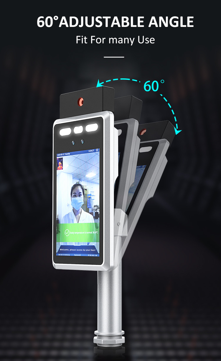 Contactless Fever Infrared Thermometer Gate Camera 2.0MP FHD1080P Access Control System