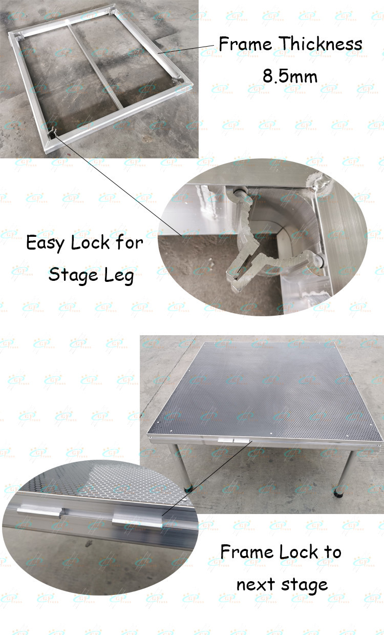 Non Slip 6061-T6 1.22M*1.22M Mobile Aluminum Stage Platform