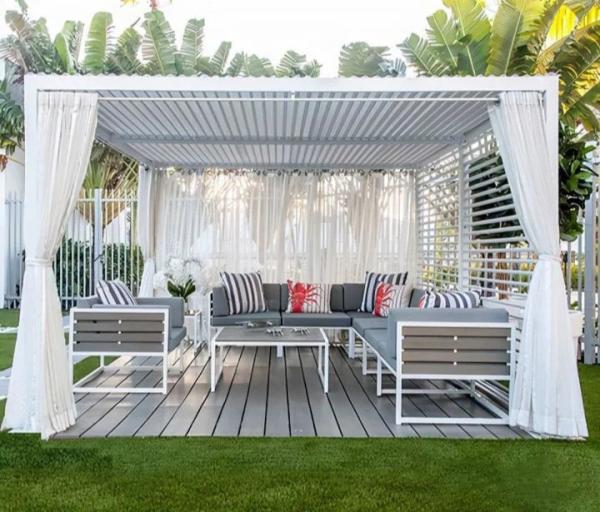 Aluminum Louvered Pergola Metal Pergola Louvered Flip Pavilion With Retractable