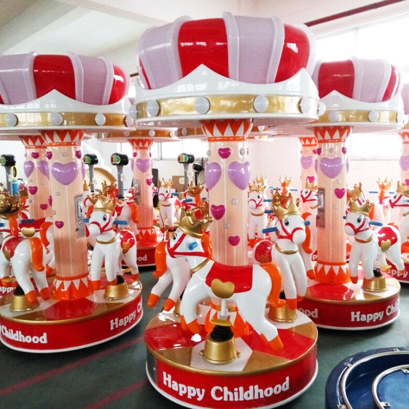 3 Players Carousel Kids Arcade Machine Happy Childhood Mini Carousel Horse