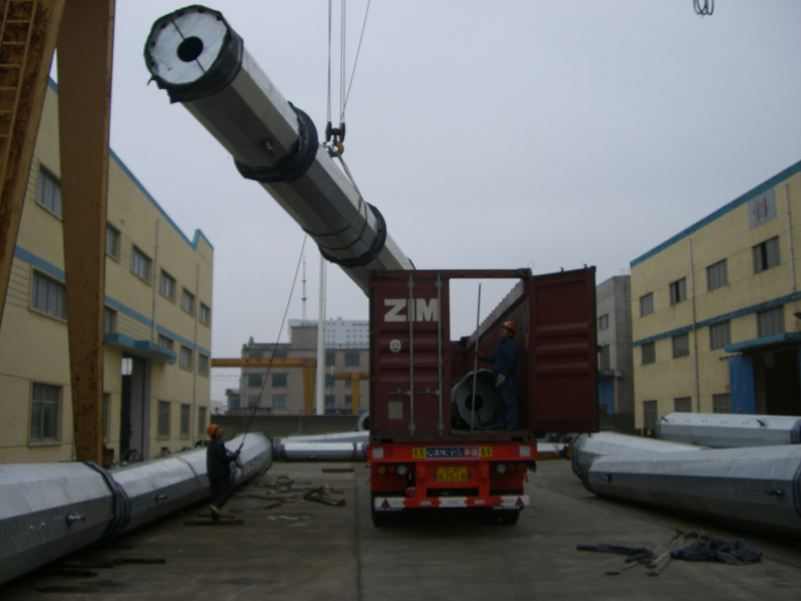 Hot Dip Galvanized 45FT Steel Pole Transmission Line For Power Transmission