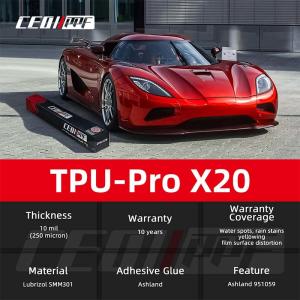 Quality Glossy Hydrophobicity 254 Micron Car Paint Protection Film TPU PRO X20 1.52m wholesale