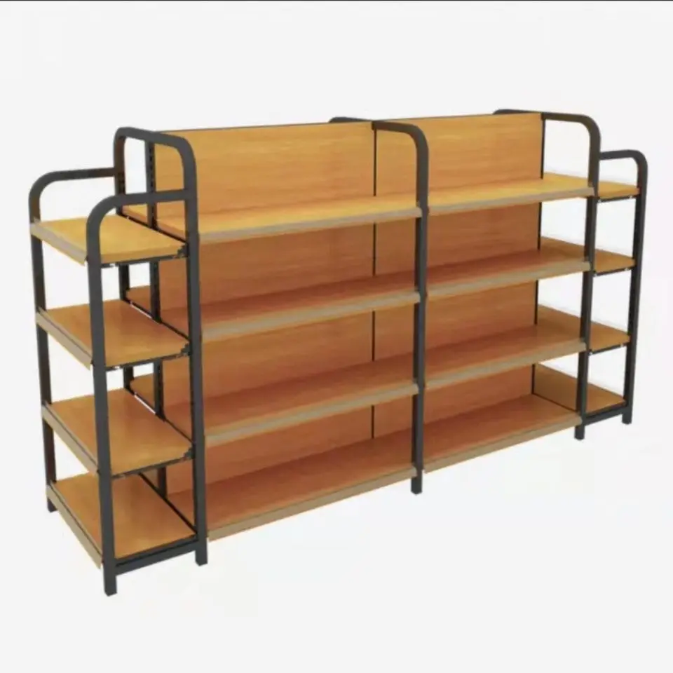4 Post Supermarket Display Shelf Four Column Shelving For Grocery Store