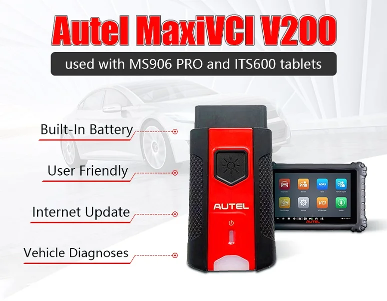 Autel MaxiVCI V200 Bluetooth Connector, Vehicle Communication Interface, Support CAN FD, Compatible with Autel KM100