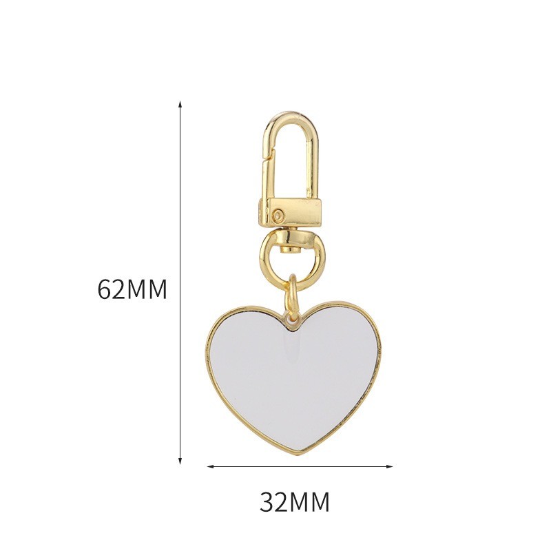 Blank Round And Heart Shape Sublimation Key Ring Bag Hanging Ornaments Accessories