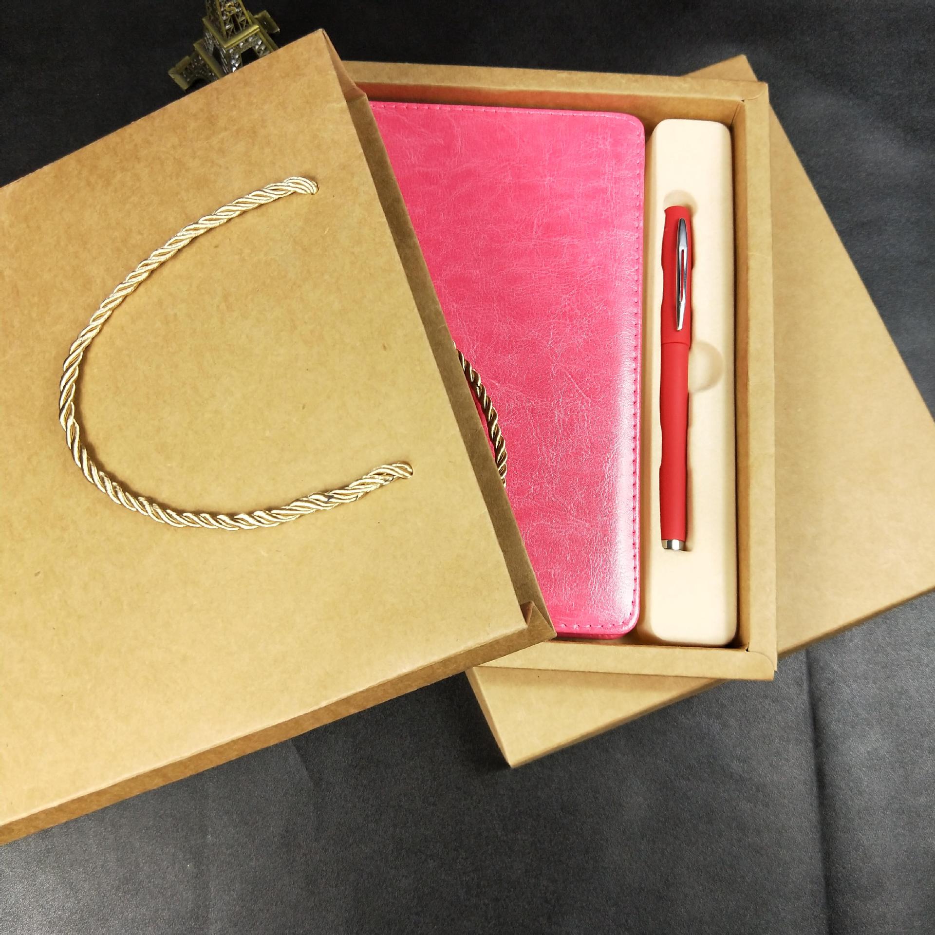 Leather Cover Material Folded Leaflet Binding Custom A5 PU Cover Note Book with Gift Box